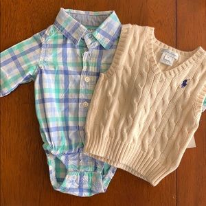 Baby Boy Easter Button up and Sweater Vest